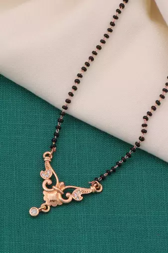gold plated diamond mangalsutra 