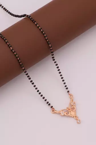 gold plated diamond mangalsutra 
