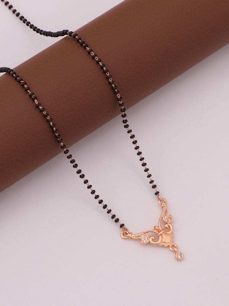 gold plated diamond mangalsutra 
