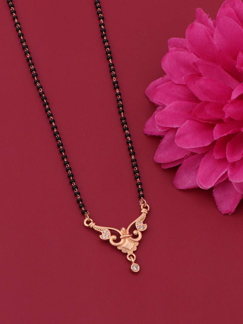 gold plated diamond mangalsutra 