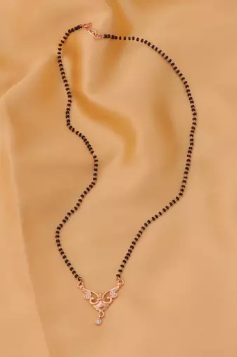 gold plated diamond mangalsutra 