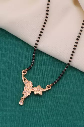 gold plated diamond mangalsutra 