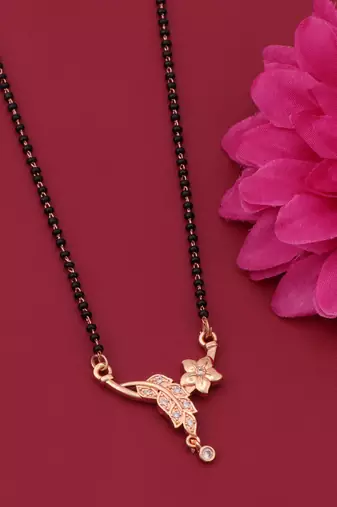 gold plated diamond mangalsutra 