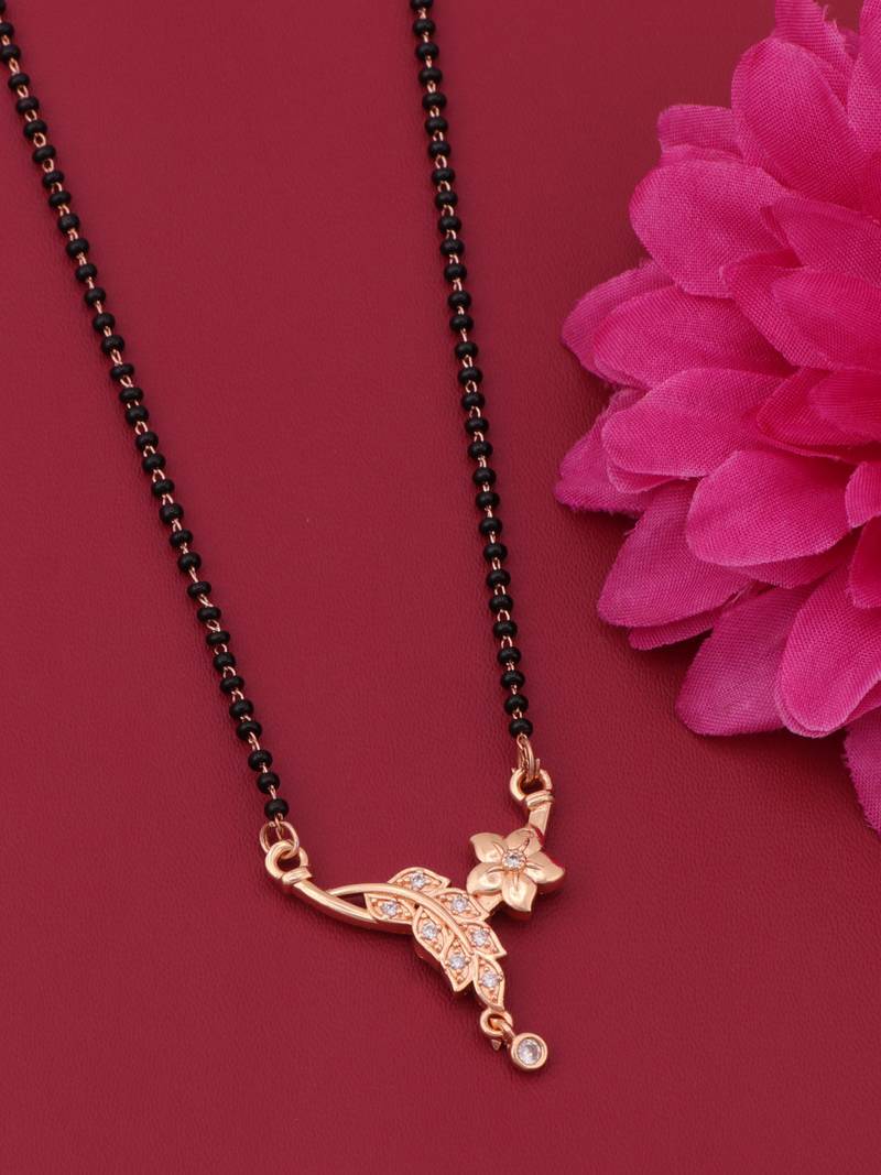gold plated diamond mangalsutra 