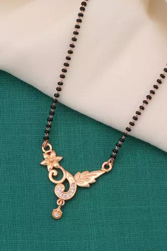 gold plated diamond mangalsutra 