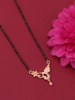 gold plated diamond mangalsutra  3