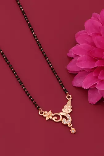 gold plated diamond mangalsutra 