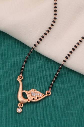 gold plated diamond mangalsutra 