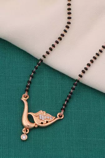 gold plated diamond mangalsutra 