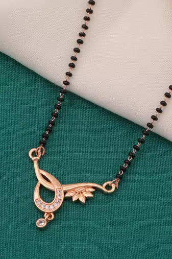 gold plated diamond mangalsutra 