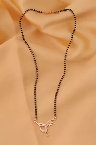 gold plated diamond mangalsutra 