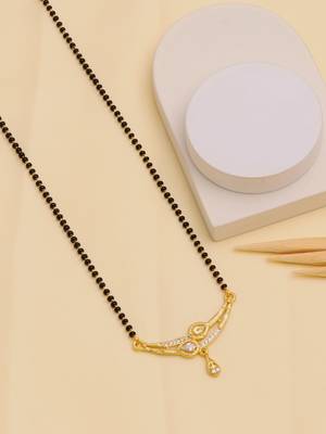 gold plated diamond mangalsutra  1