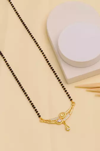 gold plated diamond mangalsutra 