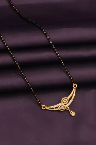 gold plated diamond mangalsutra 