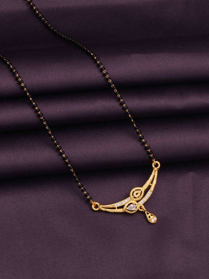 gold plated diamond mangalsutra 
