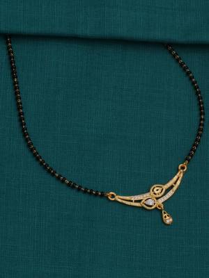 gold plated diamond mangalsutra  3