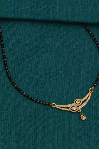 gold plated diamond mangalsutra 