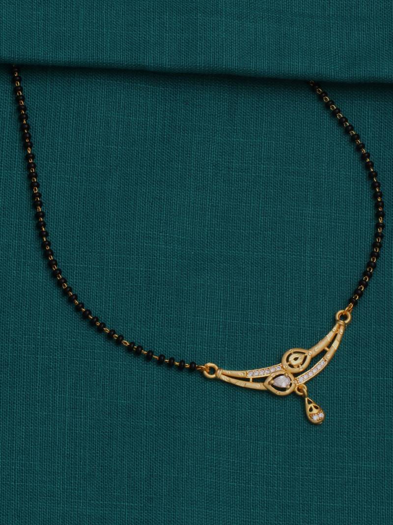 gold plated diamond mangalsutra 