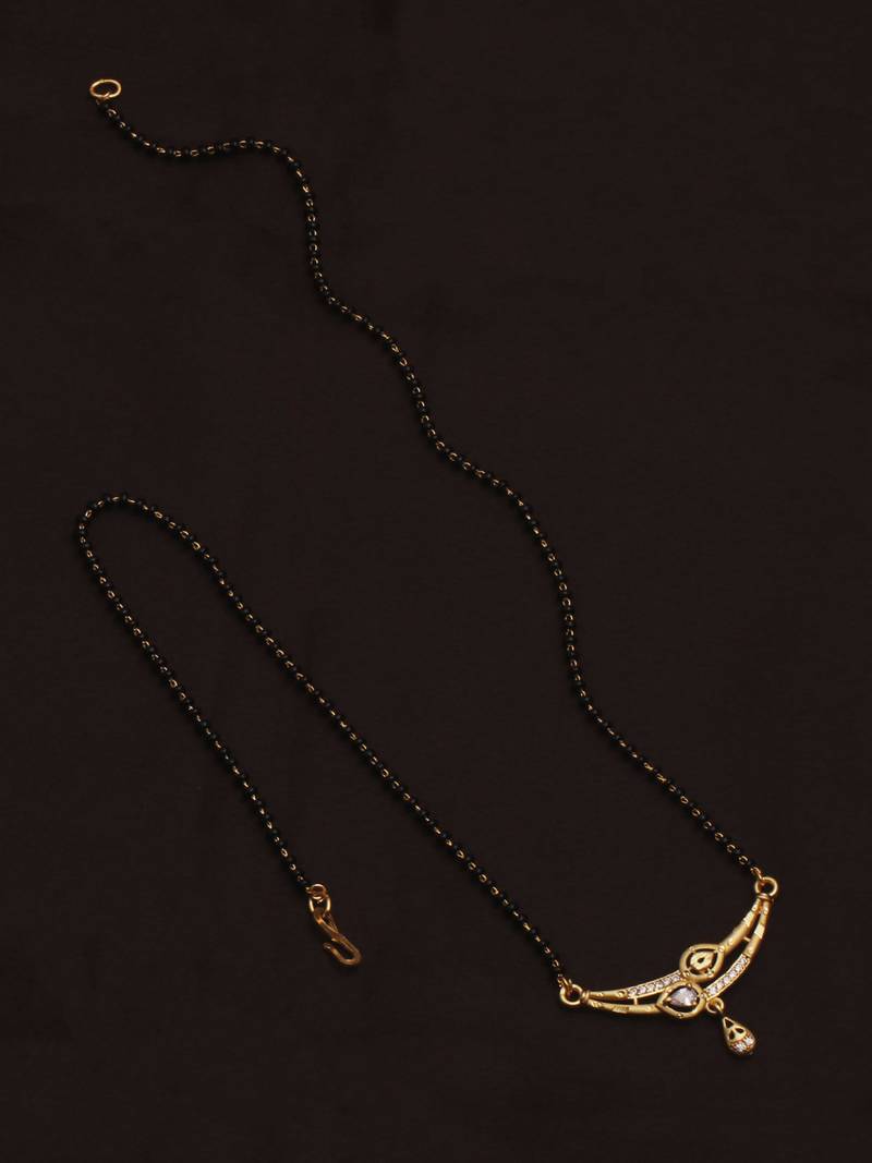 gold plated diamond mangalsutra 