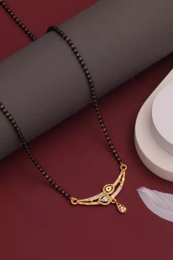 gold plated diamond mangalsutra 
