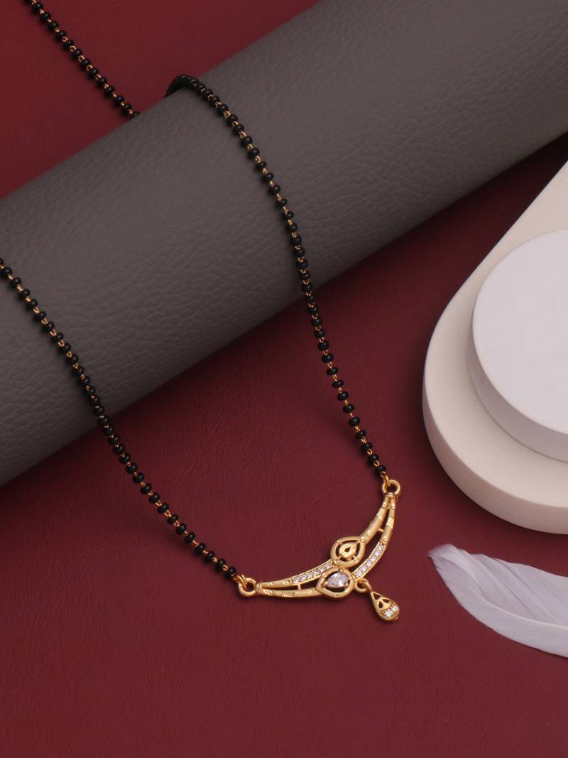 gold plated diamond mangalsutra 