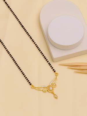 gold plated diamond mangalsutra  1