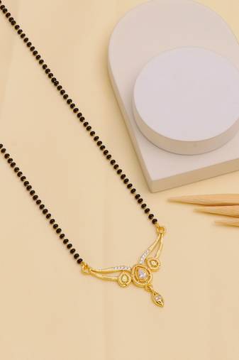 gold plated diamond mangalsutra 