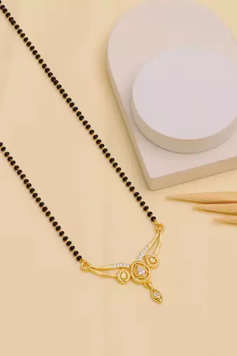 gold plated diamond mangalsutra 