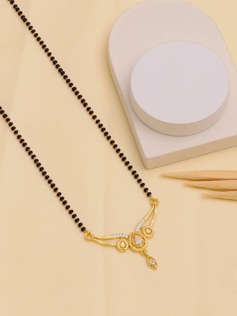 gold plated diamond mangalsutra 