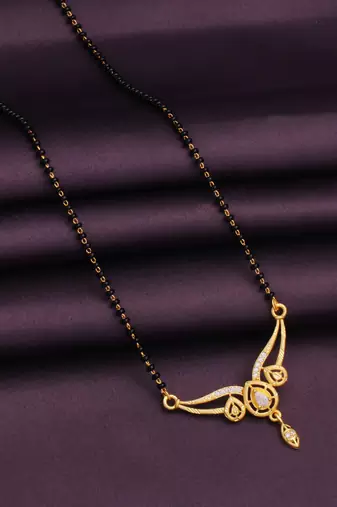 gold plated diamond mangalsutra 