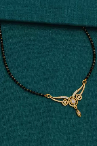 gold plated diamond mangalsutra 