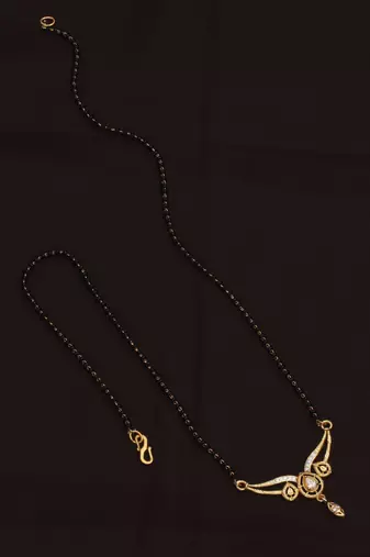 gold plated diamond mangalsutra 
