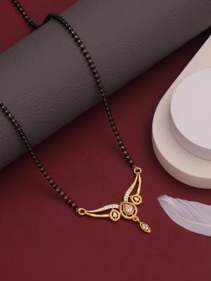 gold plated diamond mangalsutra  5