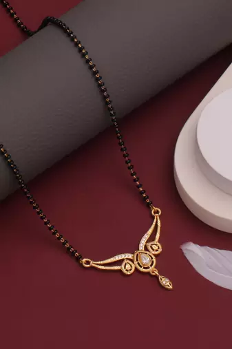 gold plated diamond mangalsutra 
