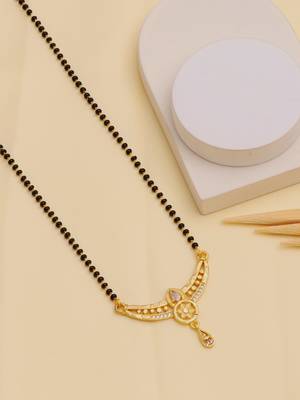 gold plated diamond mangalsutra  1