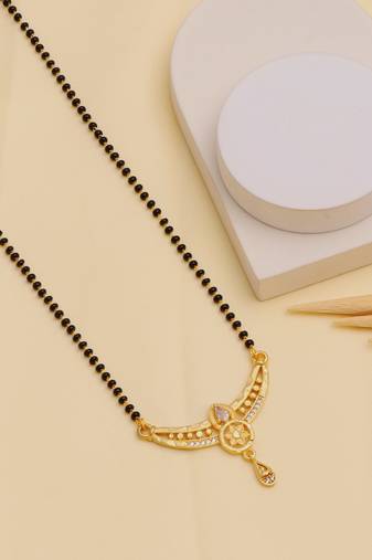gold plated diamond mangalsutra 