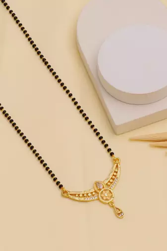gold plated diamond mangalsutra 