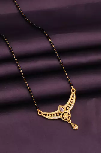 gold plated diamond mangalsutra 