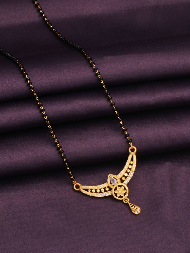 gold plated diamond mangalsutra 