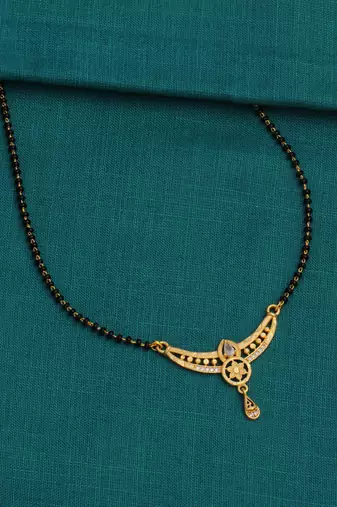 gold plated diamond mangalsutra 