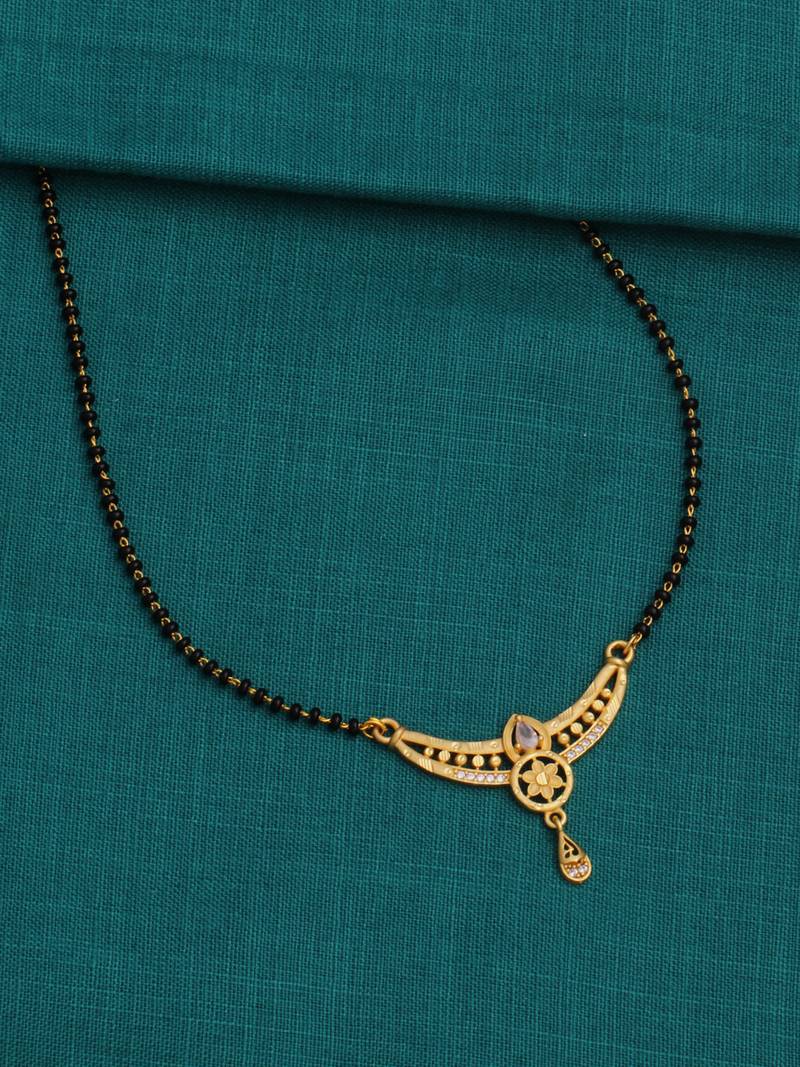 gold plated diamond mangalsutra 