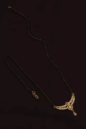 gold plated diamond mangalsutra 