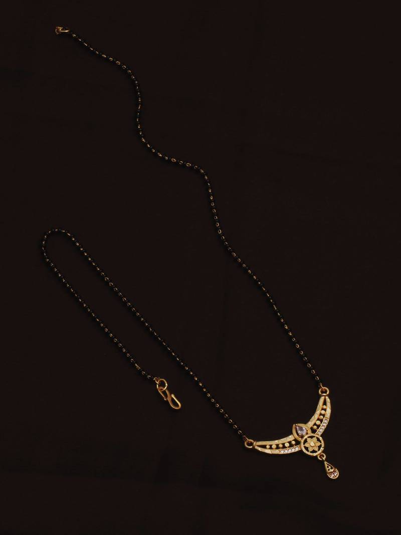 gold plated diamond mangalsutra 