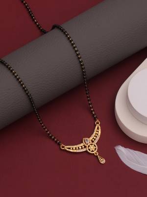 gold plated diamond mangalsutra  5