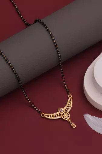gold plated diamond mangalsutra 