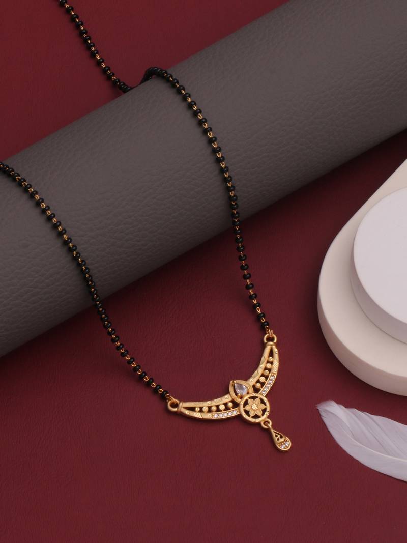 gold plated diamond mangalsutra 