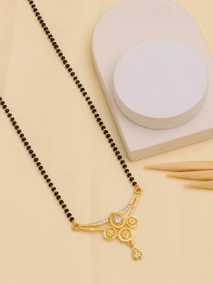 gold plated diamond mangalsutra  1