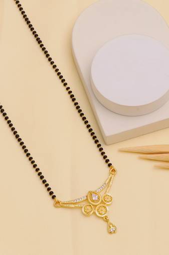 gold plated diamond mangalsutra 