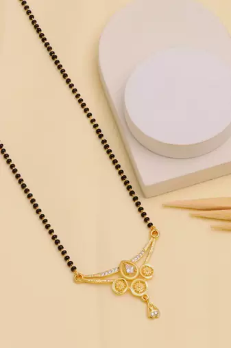 gold plated diamond mangalsutra 