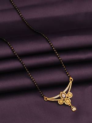 gold plated diamond mangalsutra  2